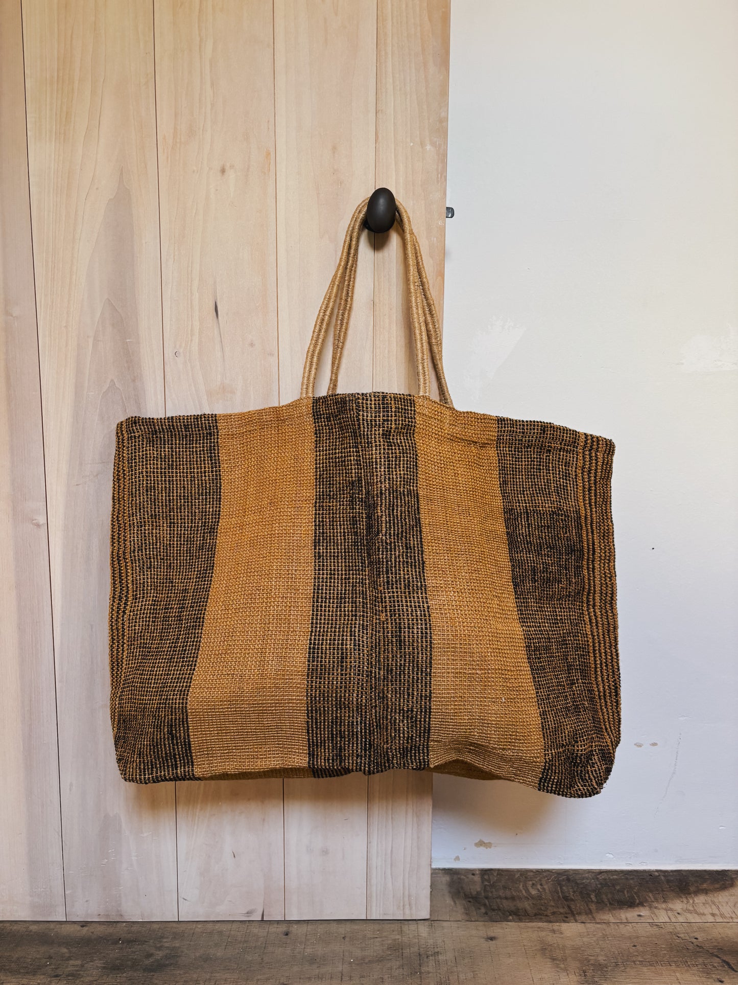 Jute bag black stripe