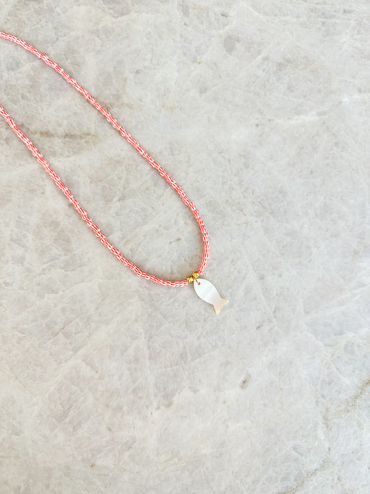 Ketting vis schelp - rood