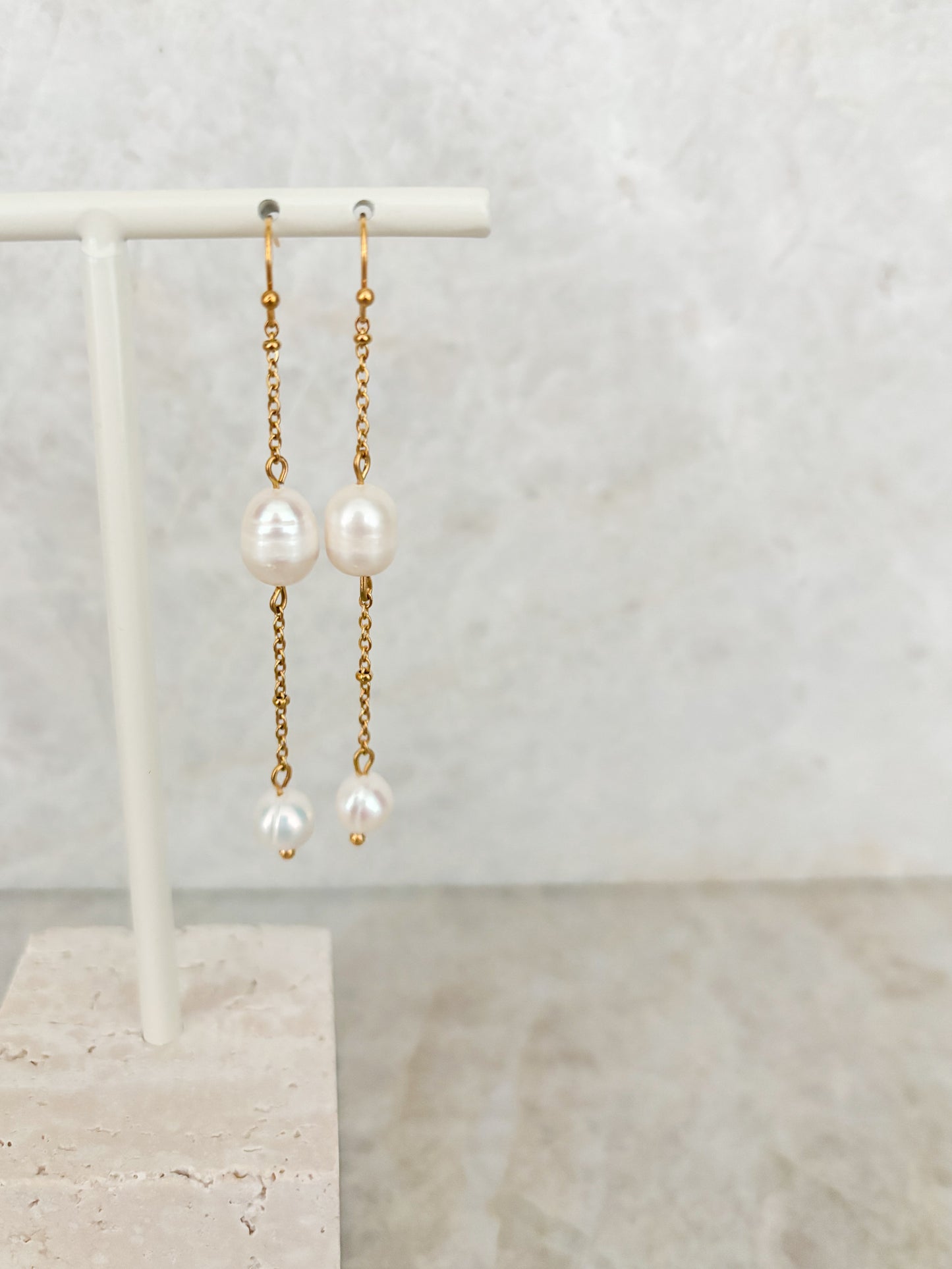 Long pearl earrings