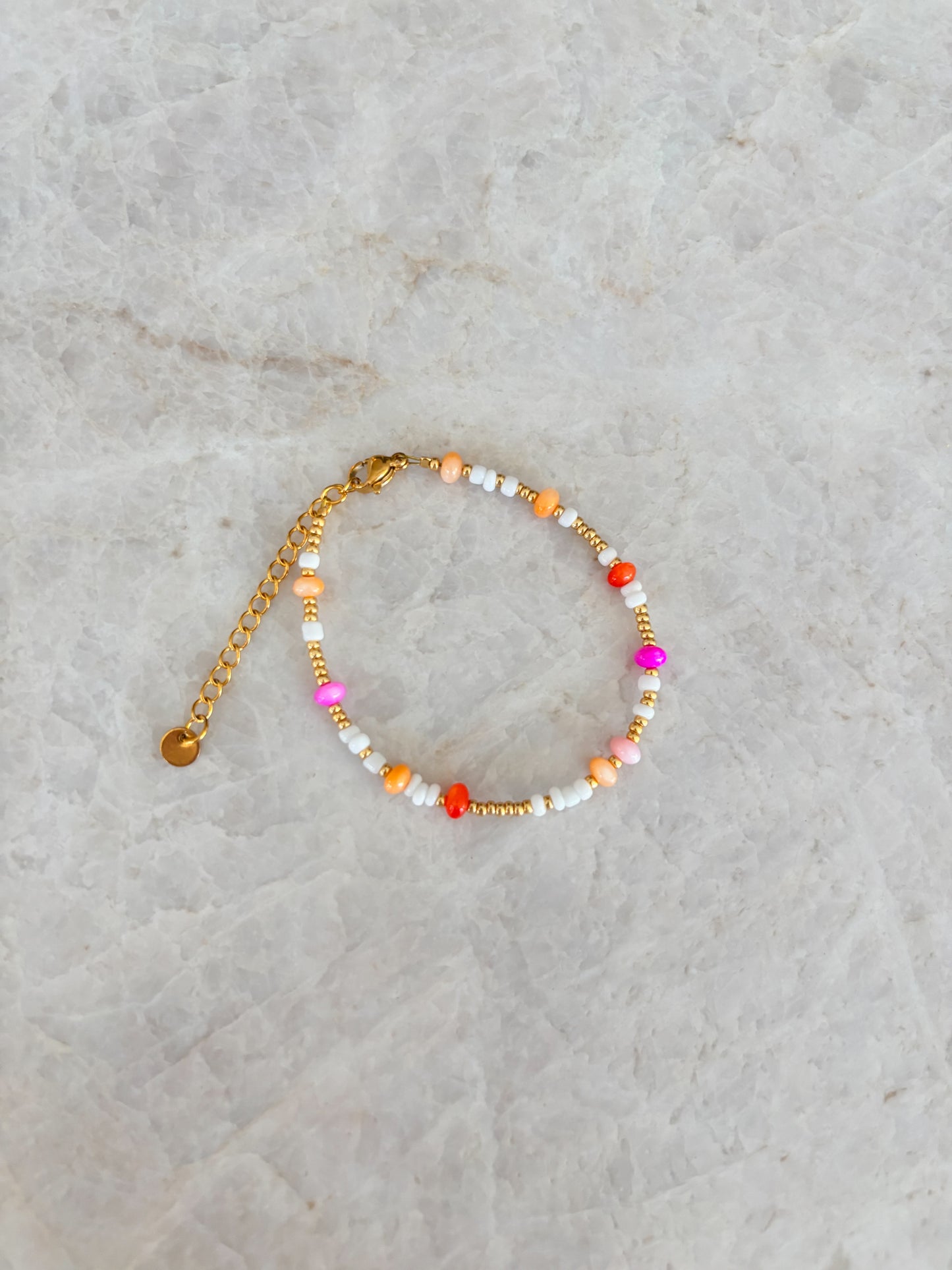Colourful disc bracelet - gold