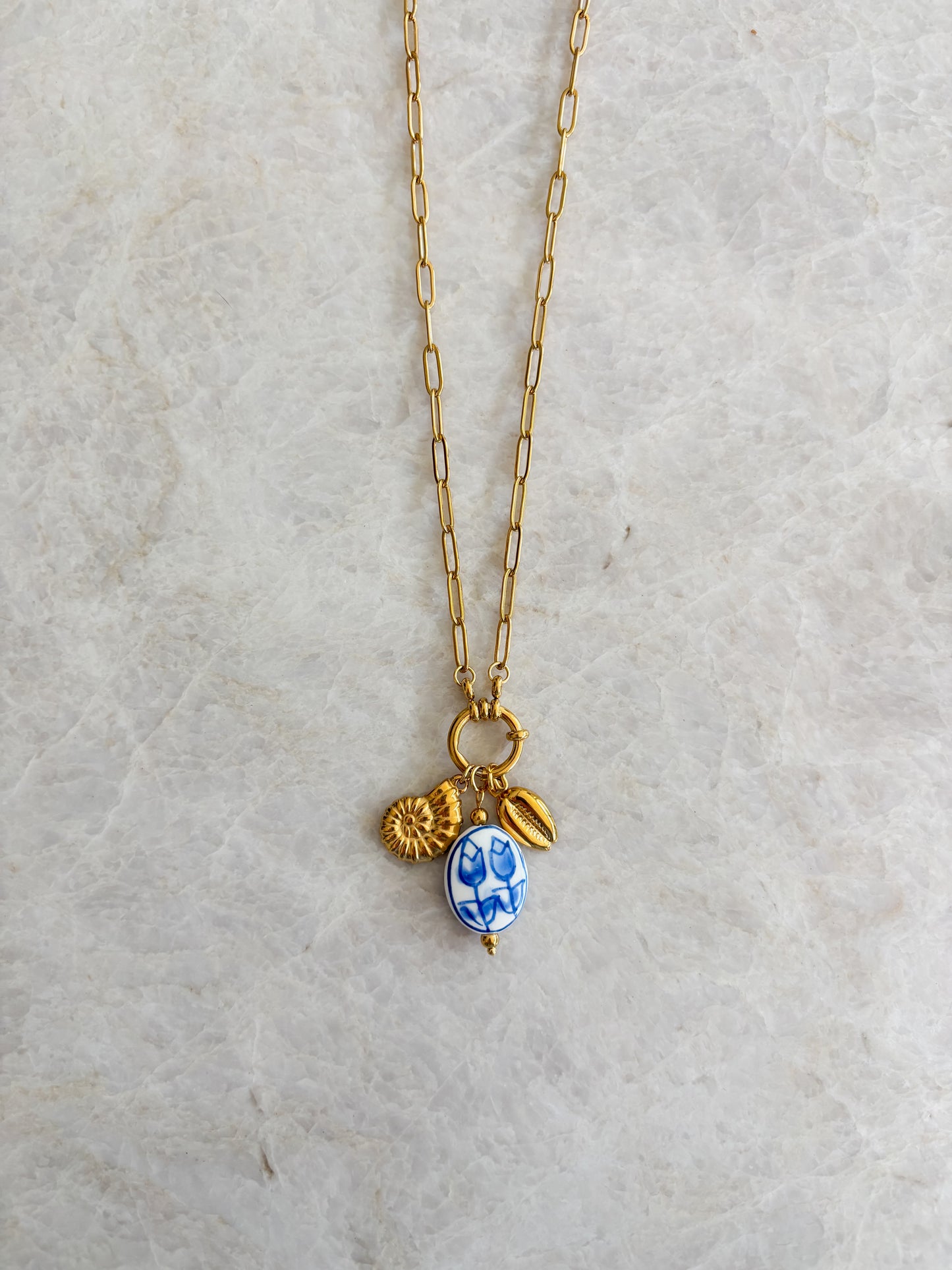 Blue charm necklace