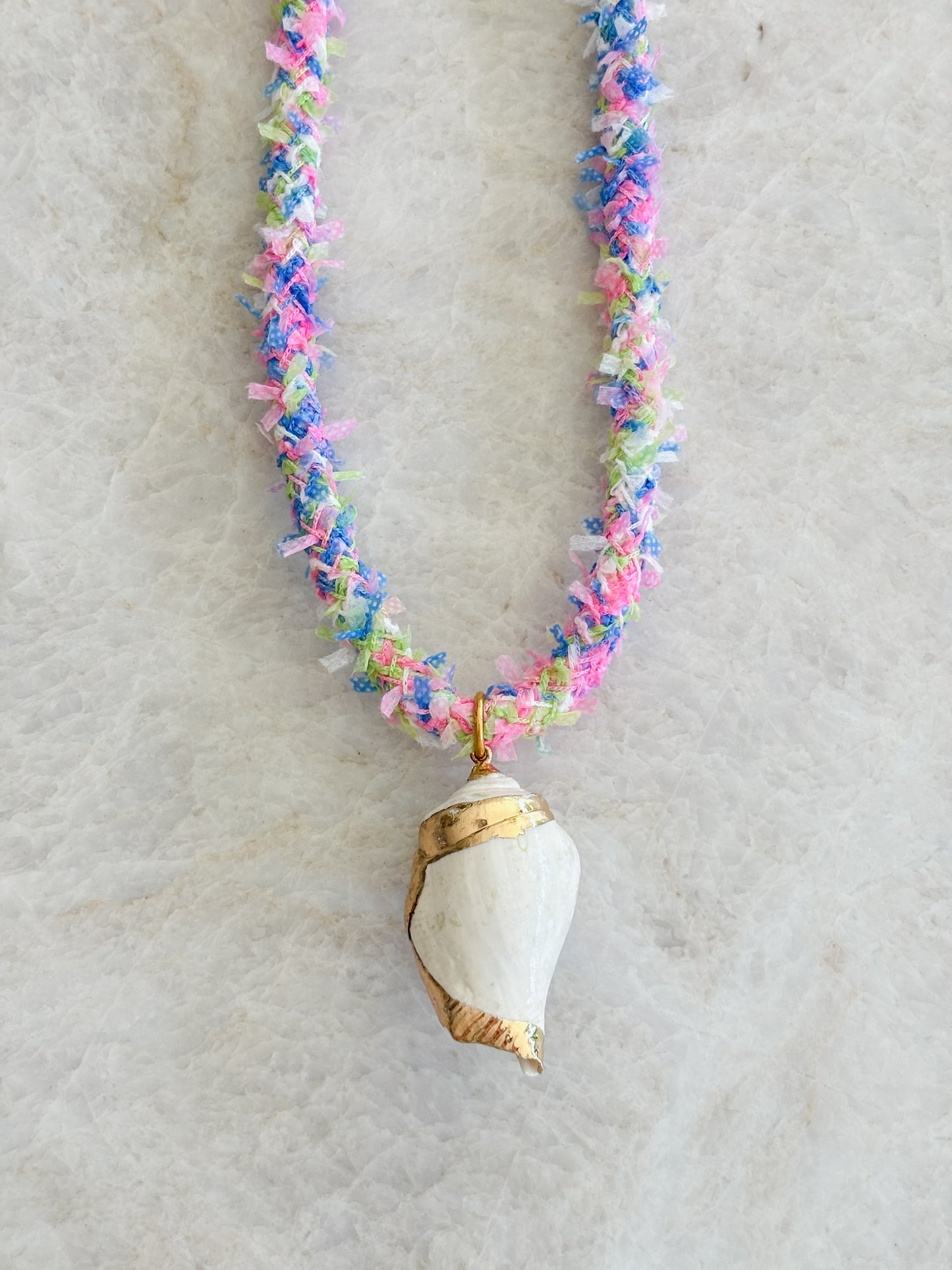 Shell surf cord necklace - multi
