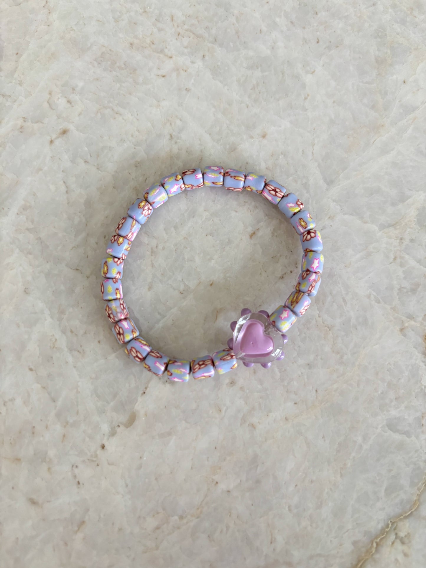 Glass heart bracelet - purple