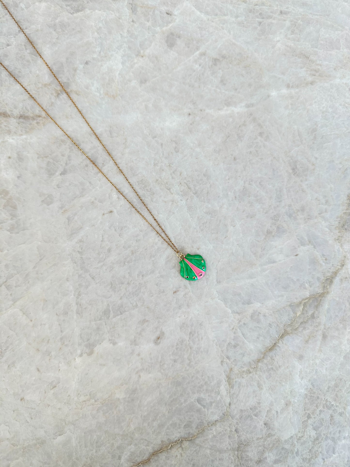 Pink/green shell necklace