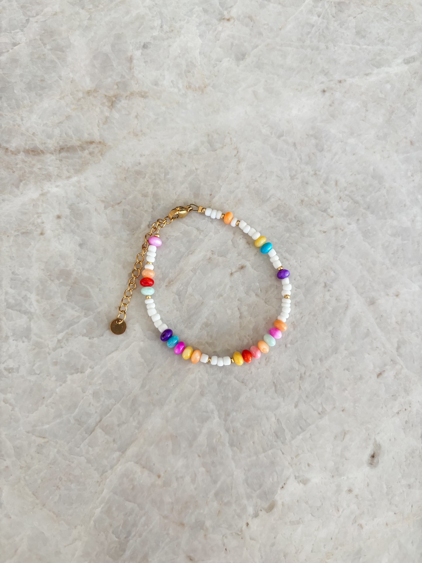 Colourful disc bracelet - white