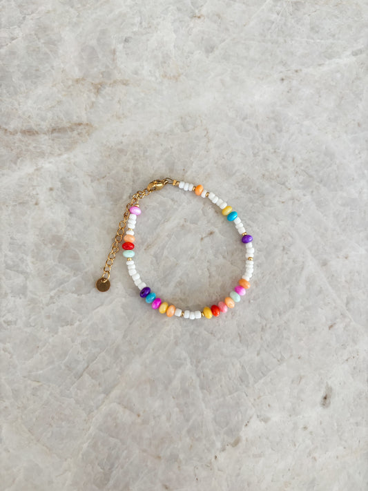 Colourful disc bracelet - white