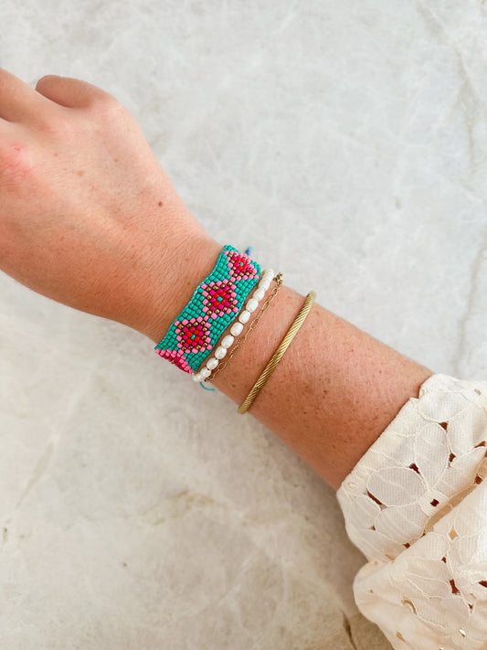 Sunny side up bracelet - ocean blue/pink