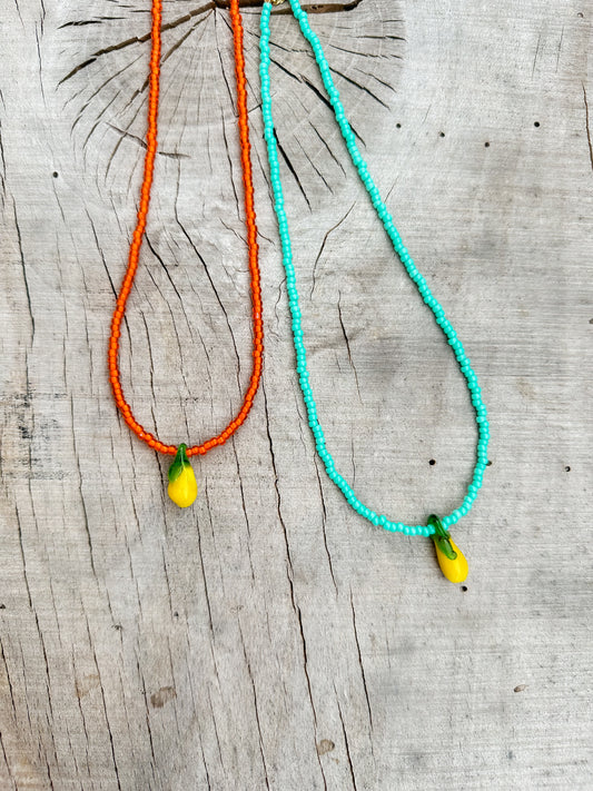 Lemon necklace - blue