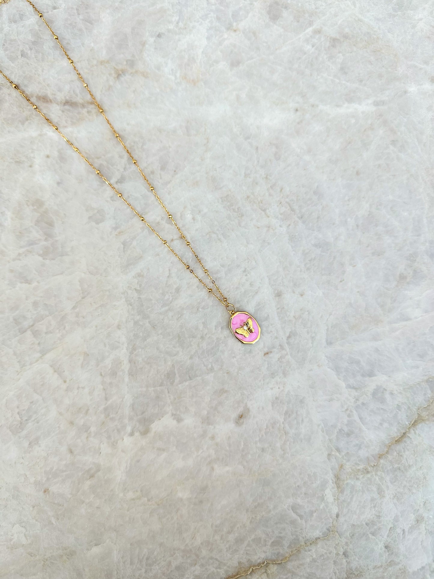 Butterfly necklace - pink