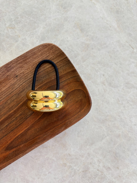 Gold hair tie - double