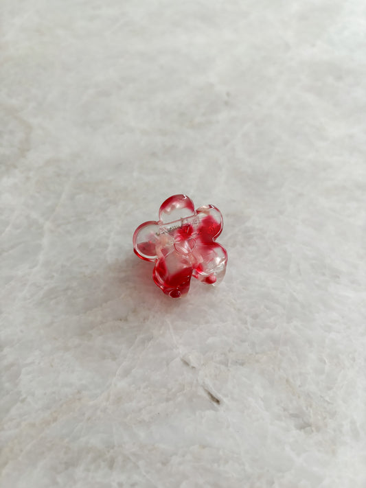Flower mini hairclip - red