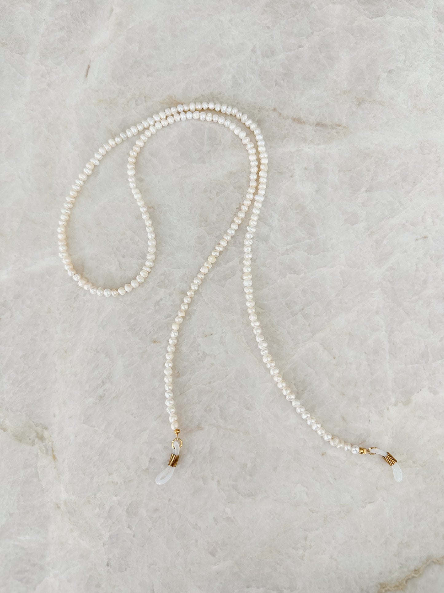Brillenketting - parelmoer rond