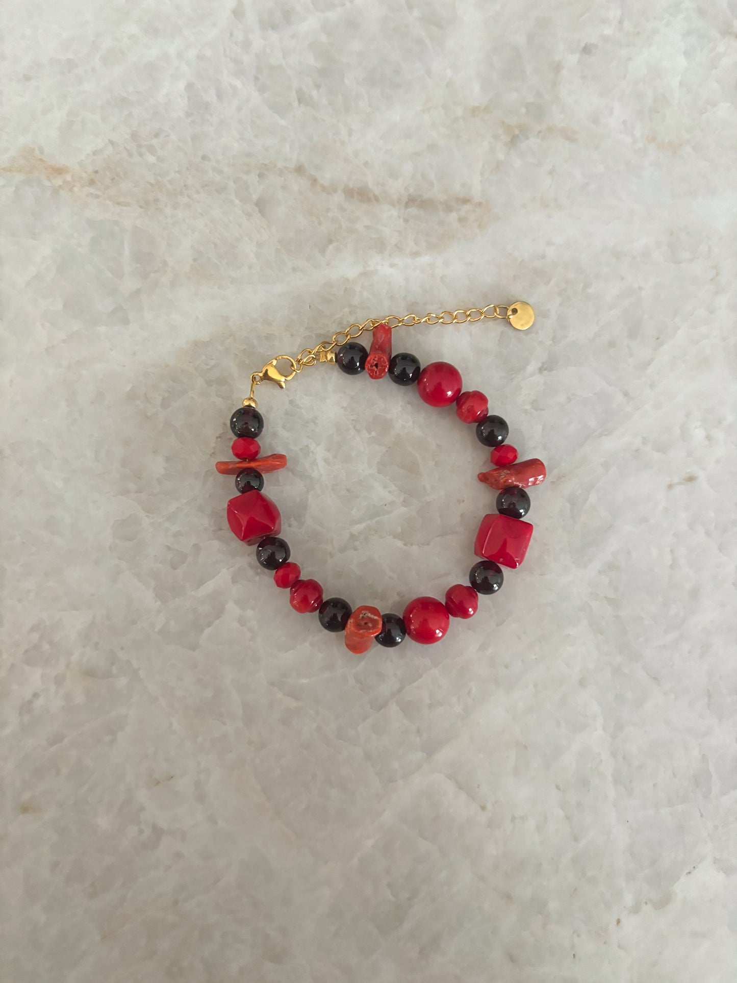Coral and granite bracelet - mix