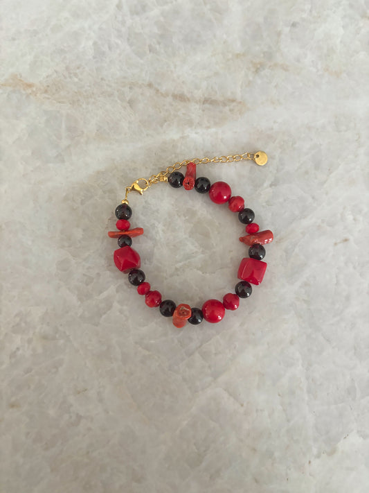 Coral and granite bracelet - mix