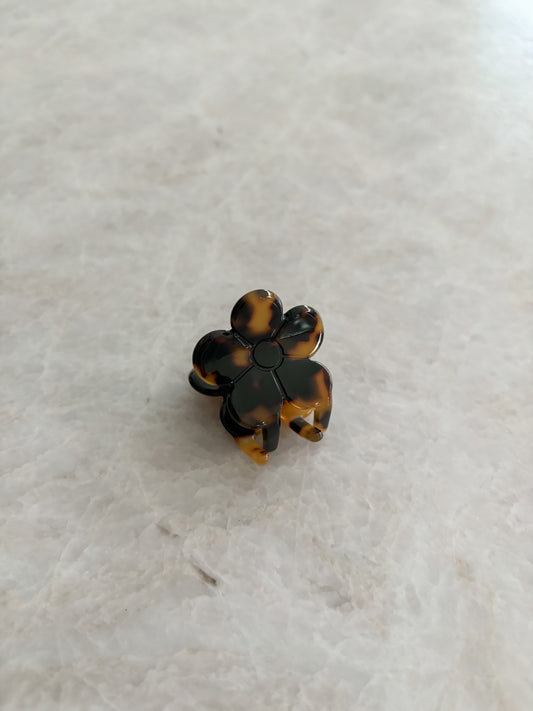 Flower mini hairclip - dark brown