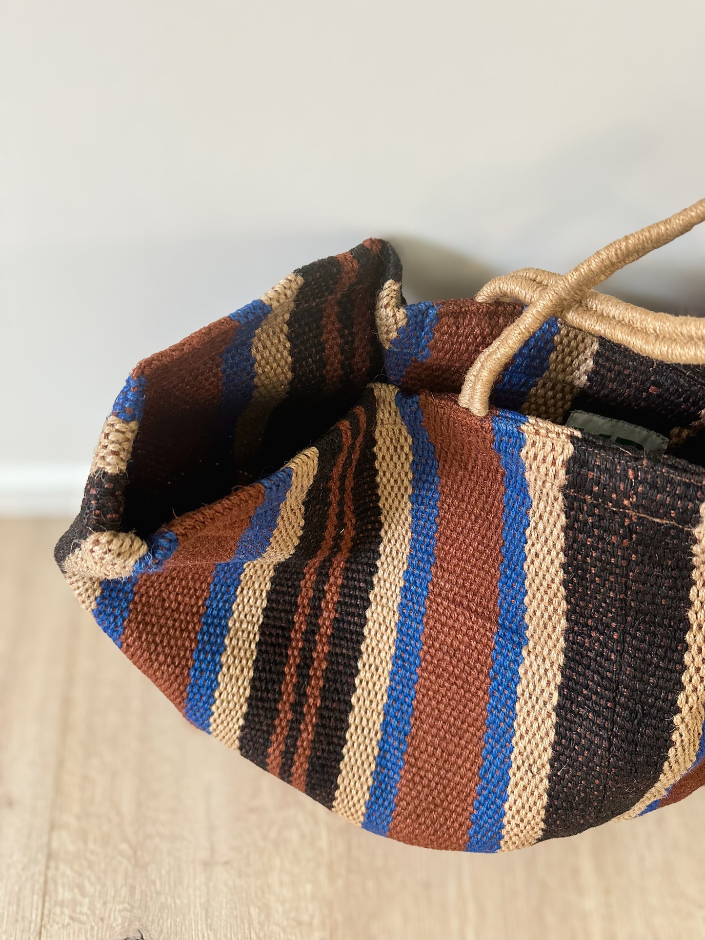 Jute bag blue stripe