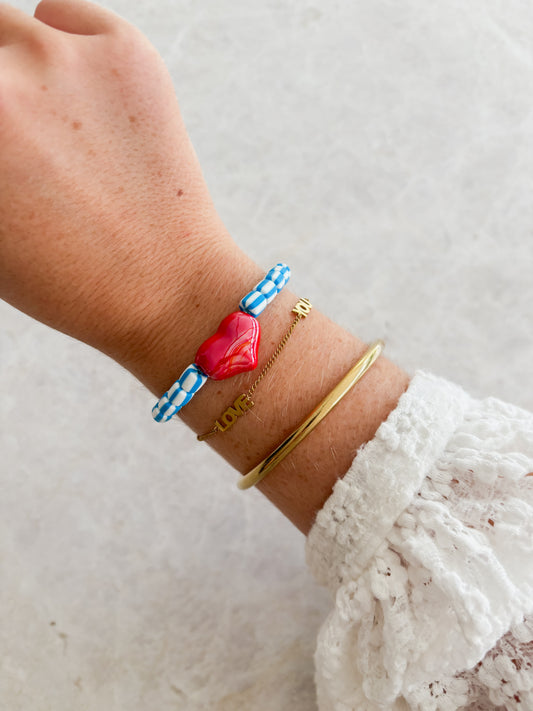 Heart bracelet - red & blue