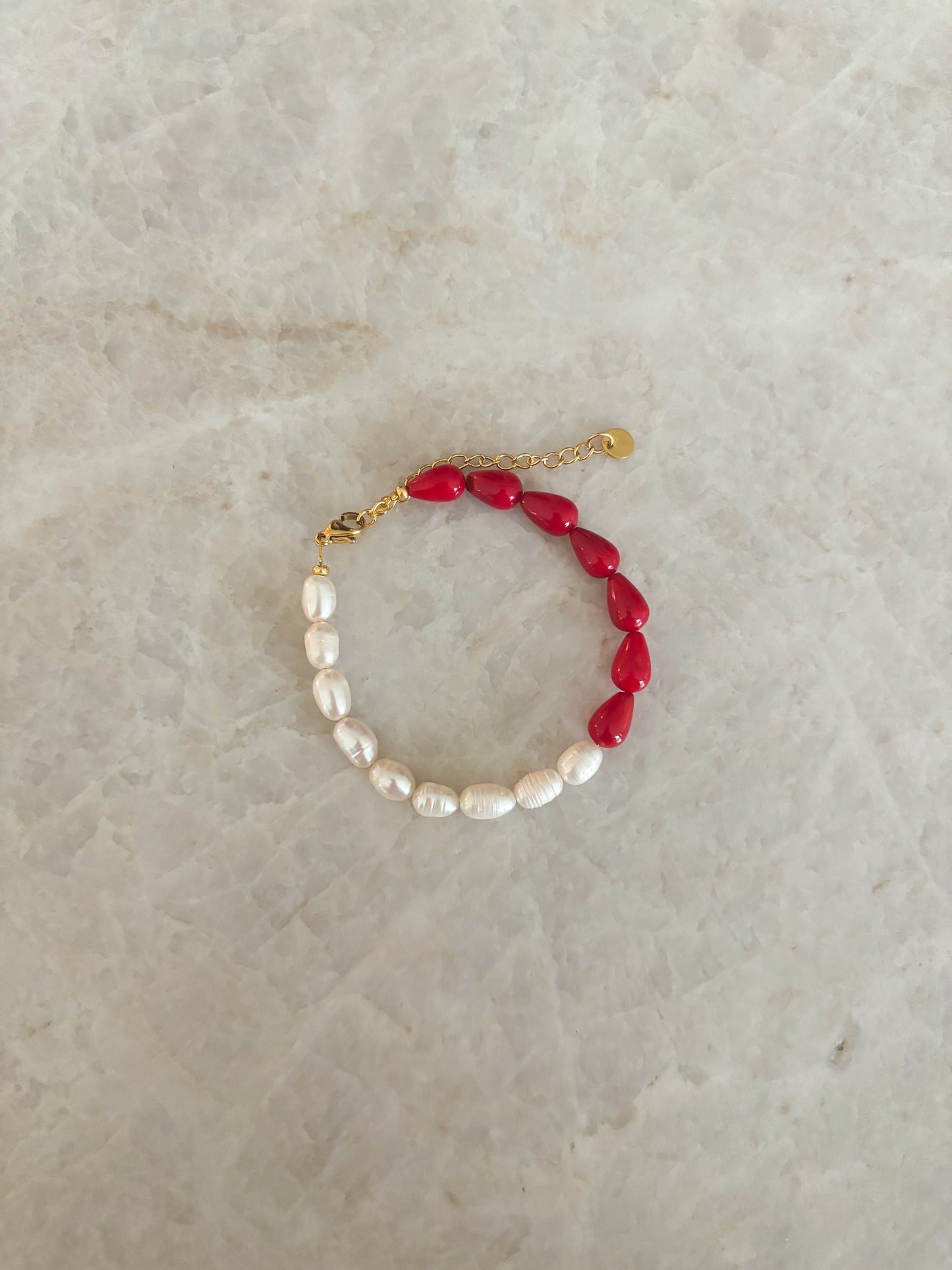 Coral and pearl bracelet