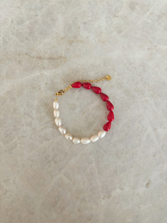 Coral and pearl bracelet