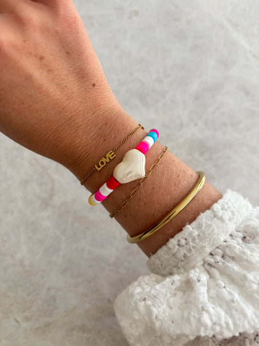 Heart bracelet - white & rainbow
