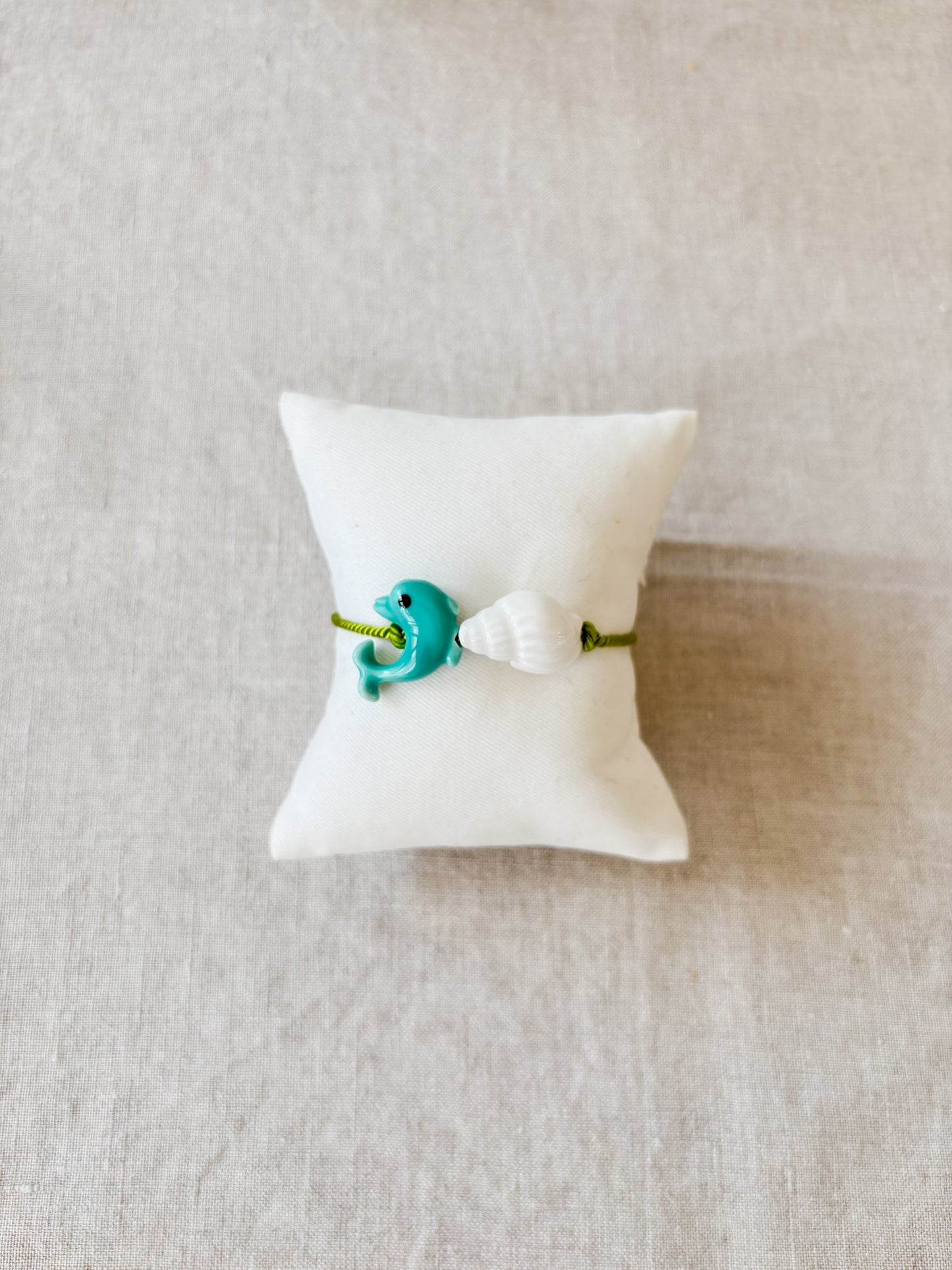 Dolfijn/schelp armband - groen