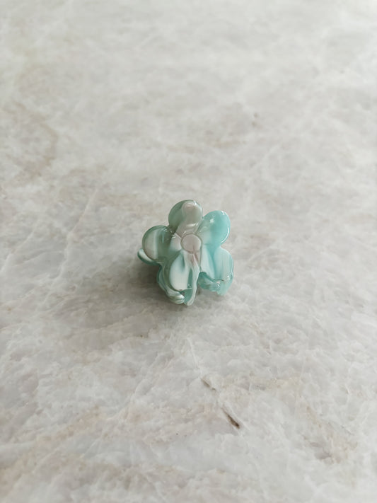 Flower mini hairclip - green