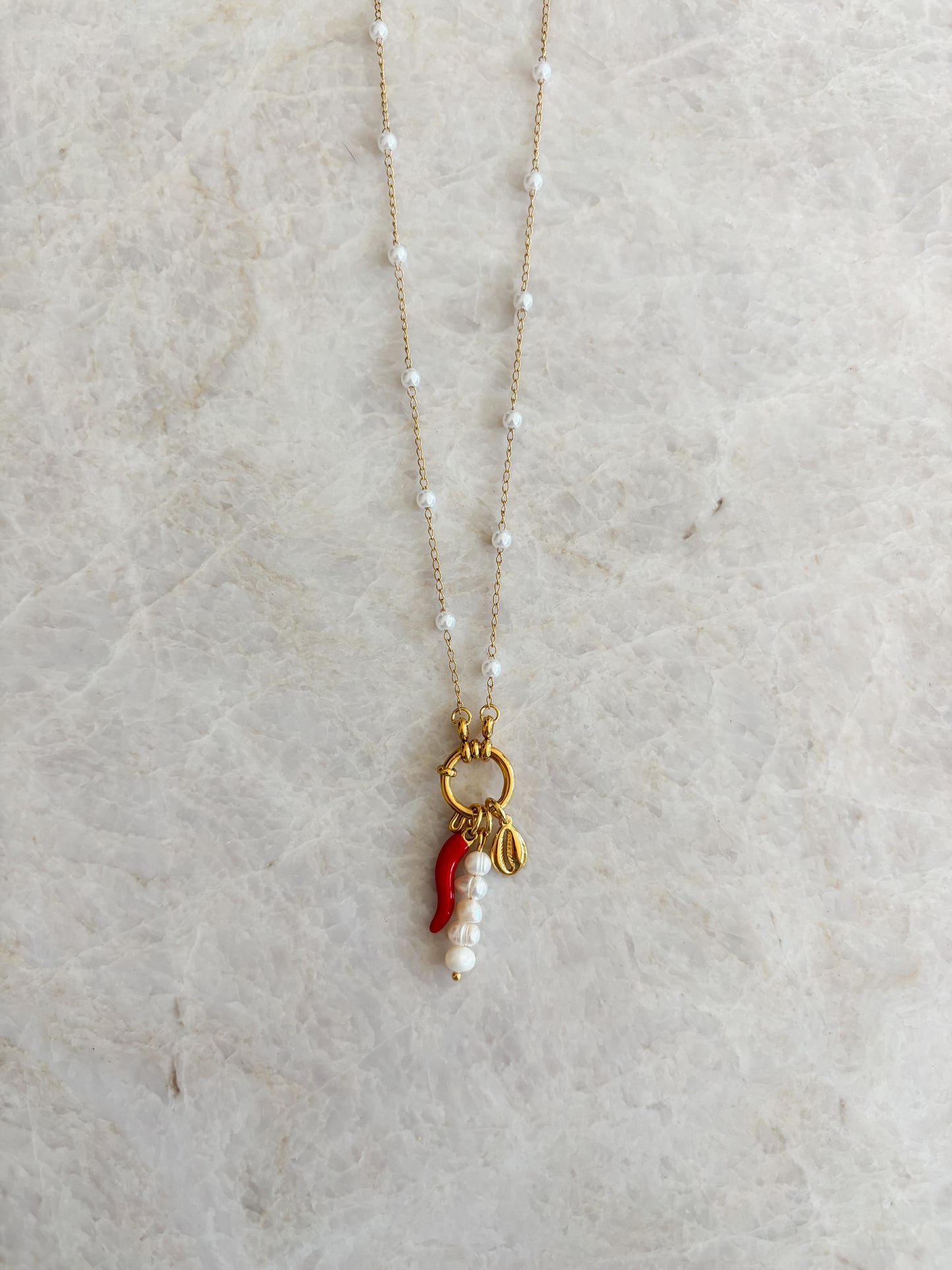Pearl charm necklace