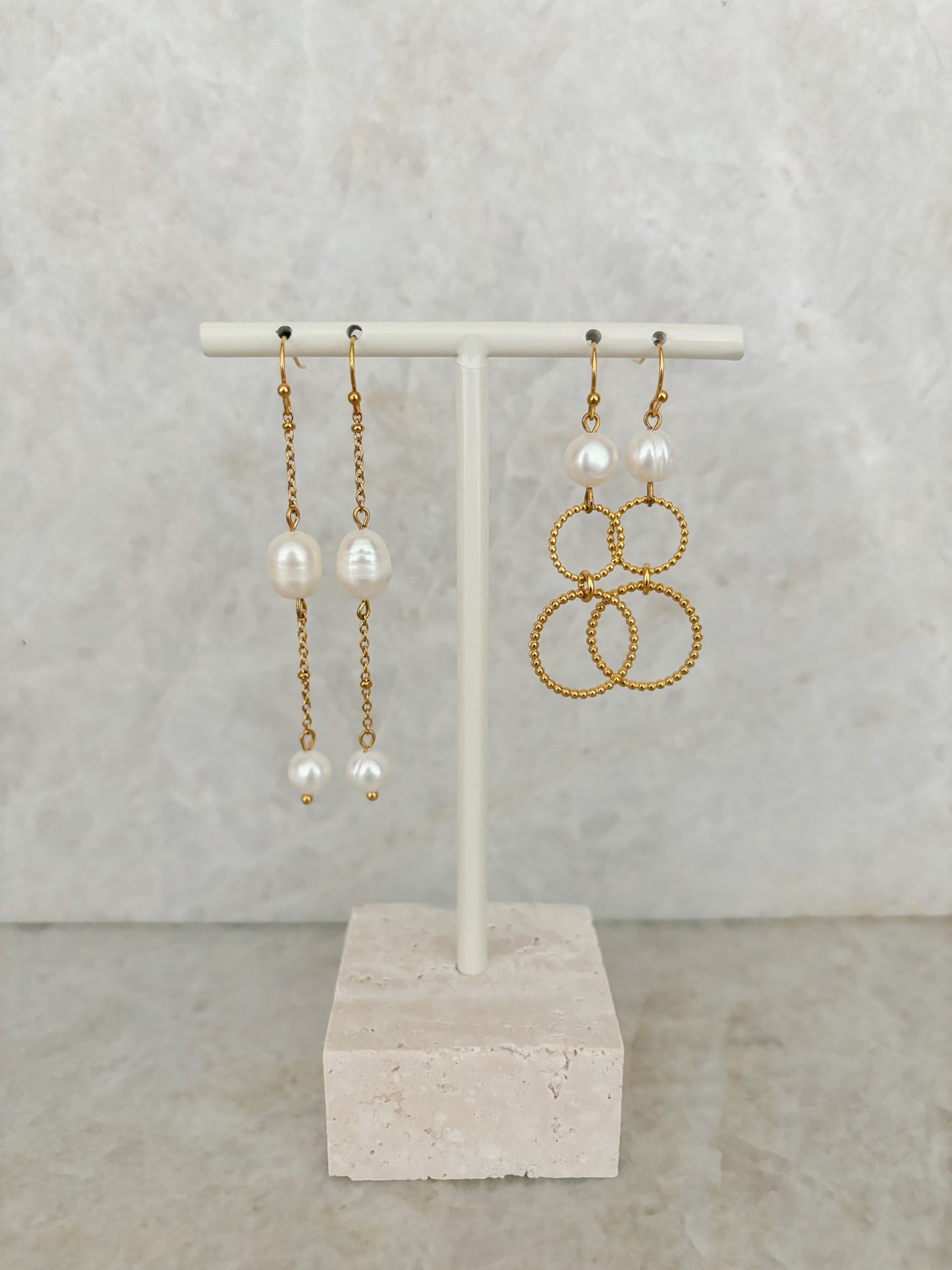 Long pearl earrings
