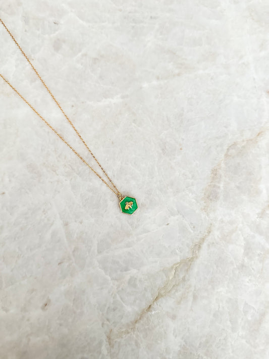Bee necklace - green