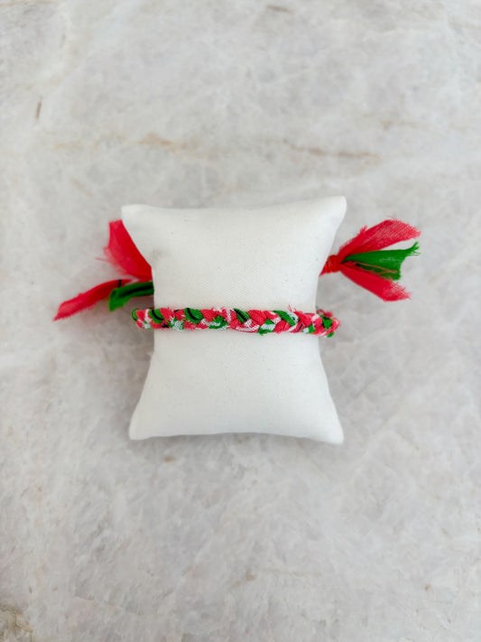 Bandana bracelet - coral/green