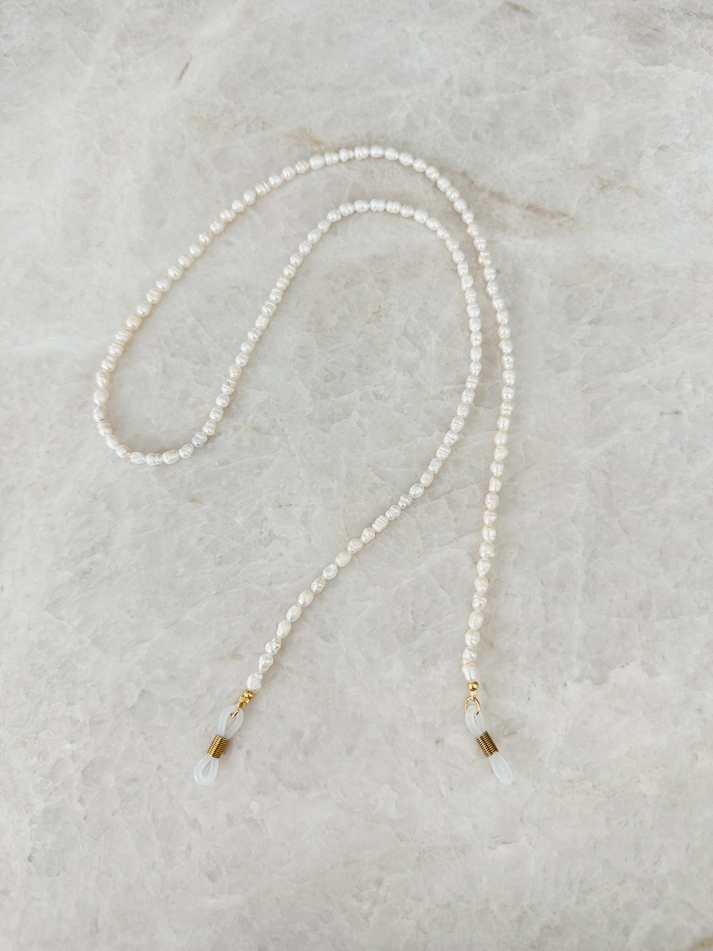 Brillenketting - parelmoer ovaal