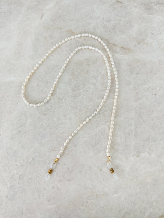 Brillenketting - parelmoer ovaal