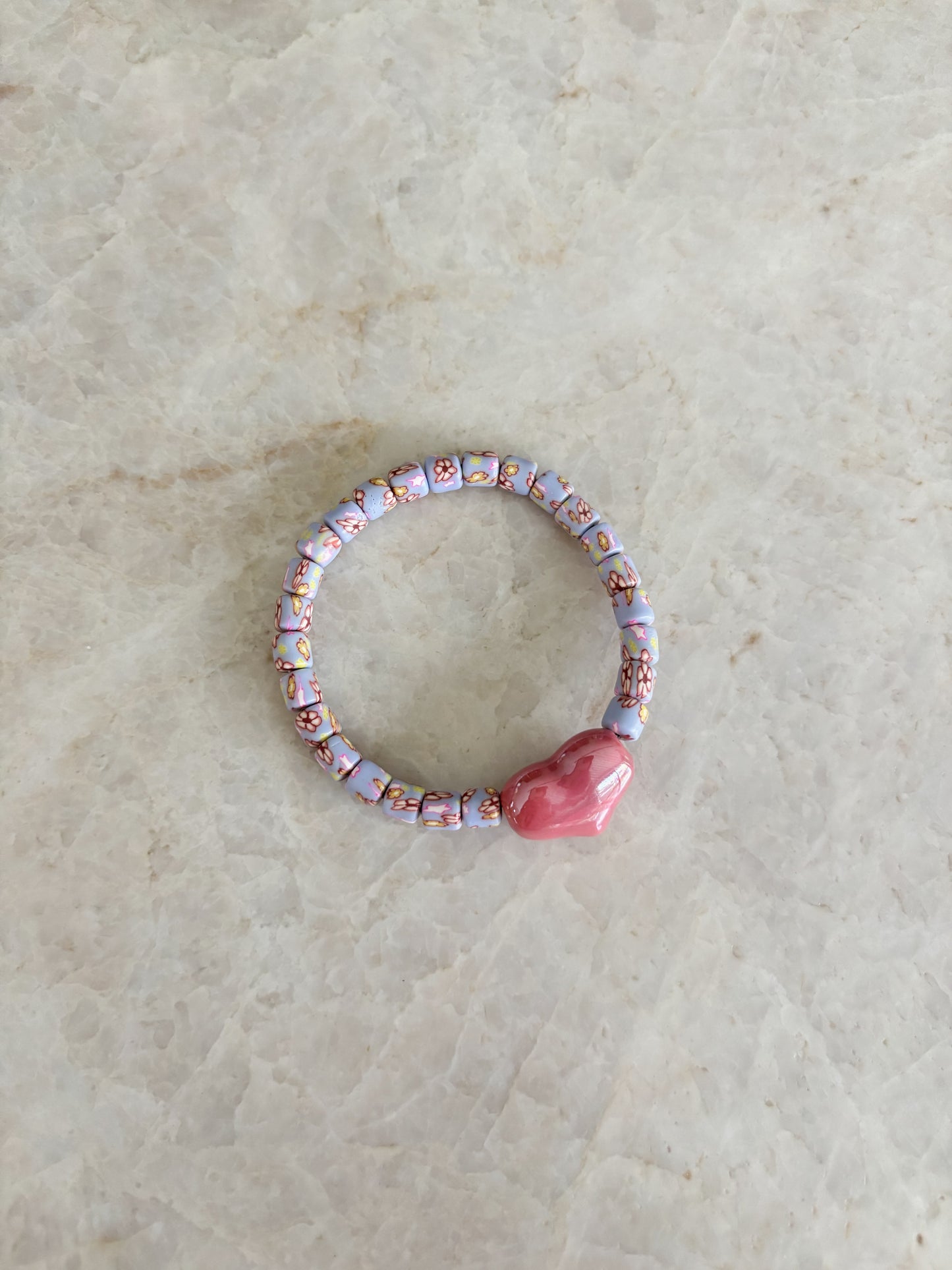Heart bracelet - pink & grey