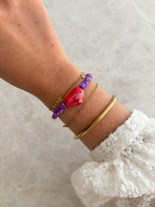 Heart bracelet - red & purple