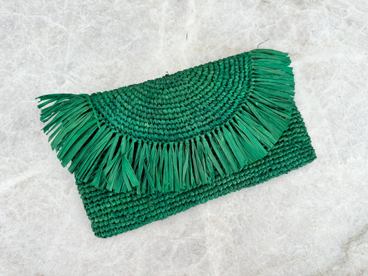Raffia clutch - groen