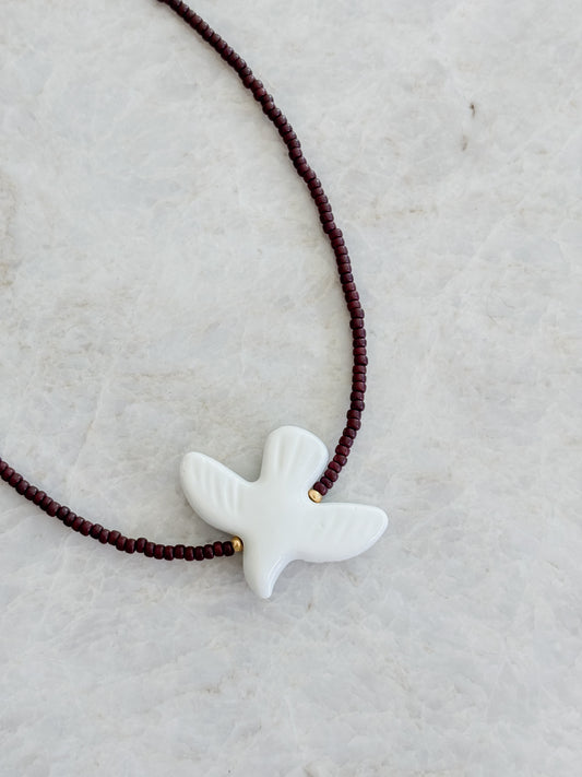 Bird necklace - brown