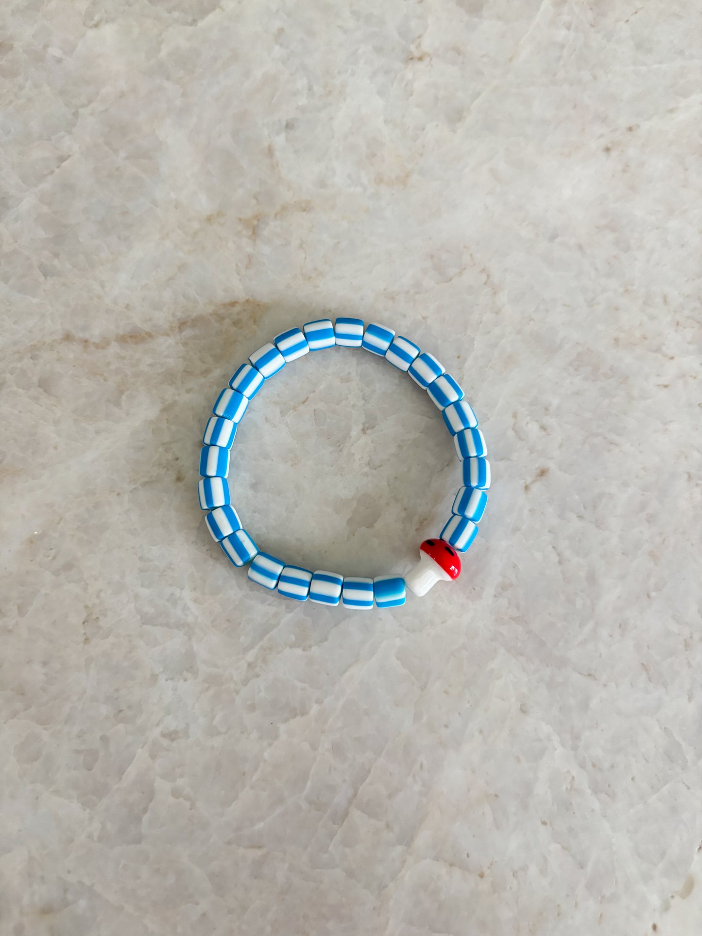 Mushroom bracelet - red & blue