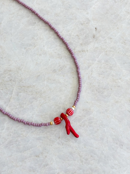 Coral necklace - mauve