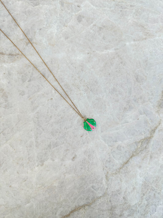 Pink/green shell necklace