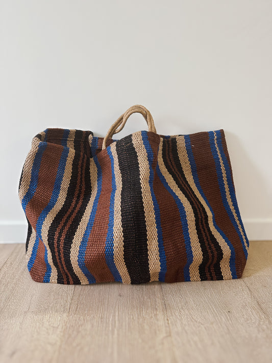 Jute bag blue stripe
