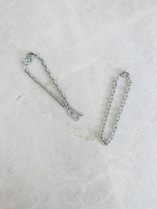 Chunky bracelet cowboy boot - silver
