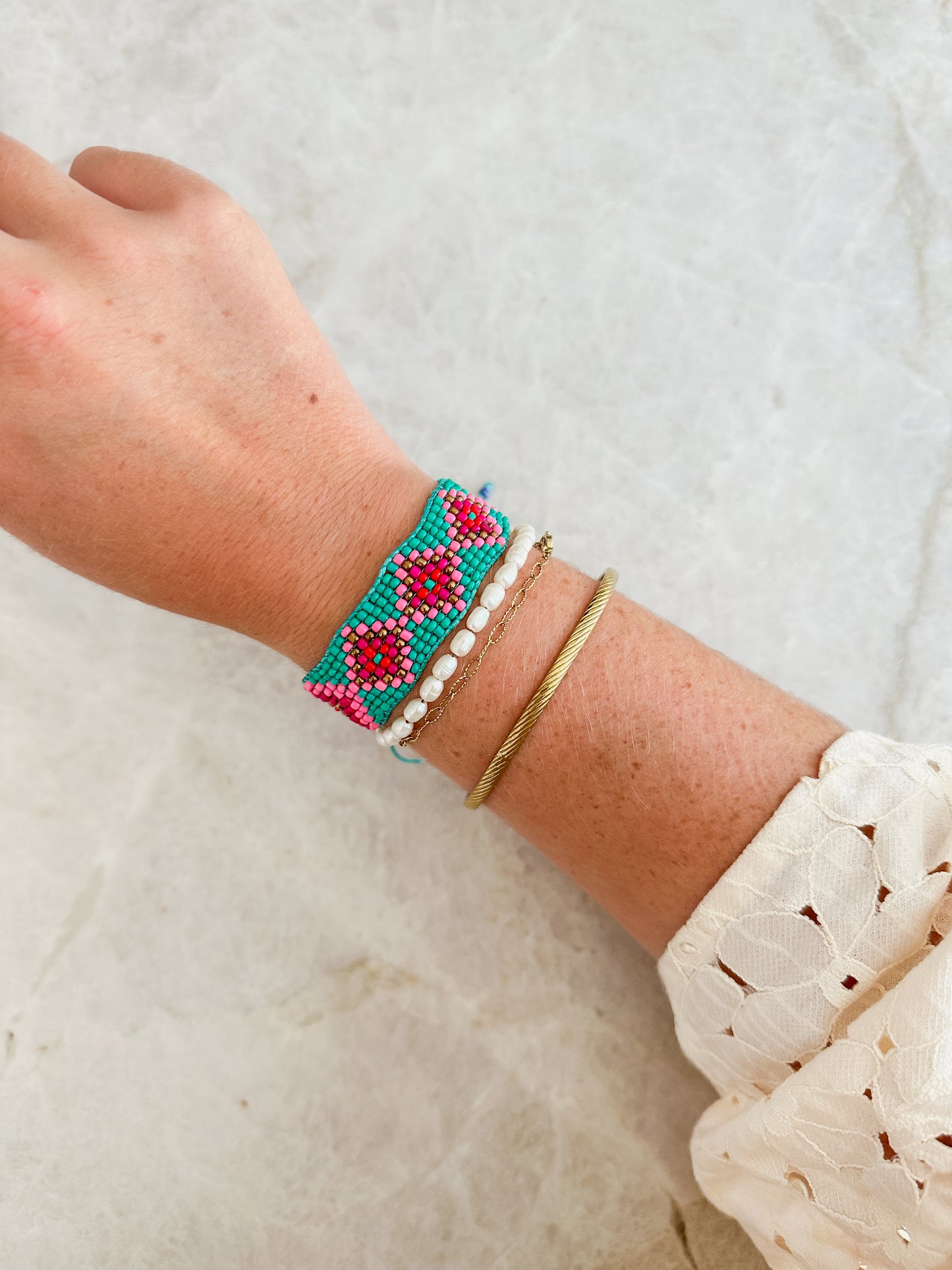 Sunny side up bracelet - ocean blue/pink
