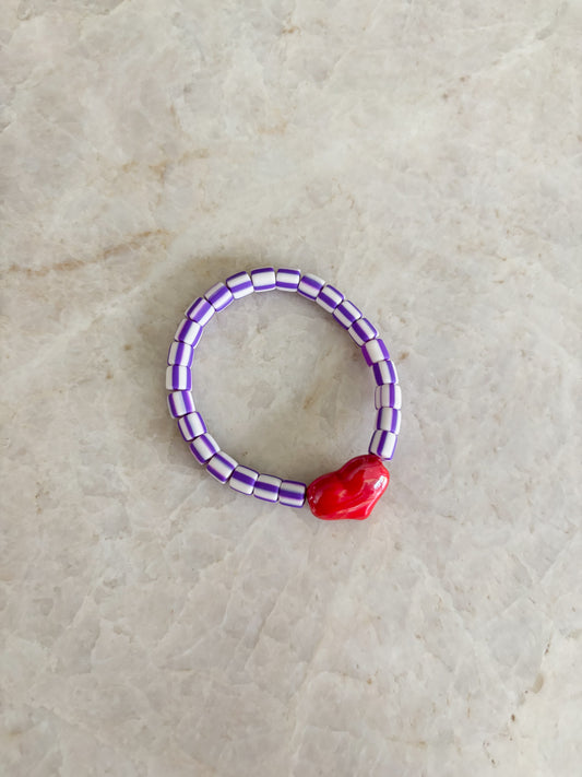 Heart bracelet - red & purple