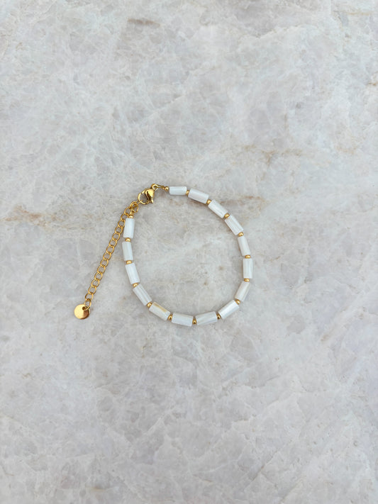 Schelp armband - wit