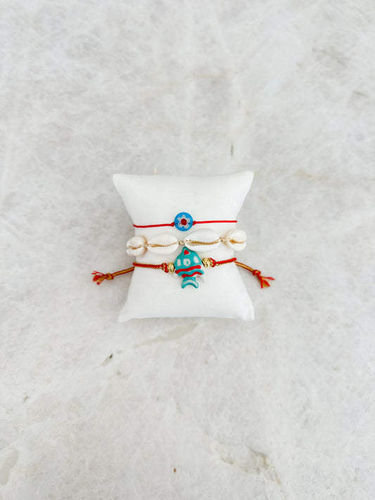 Seashell bracelet - red