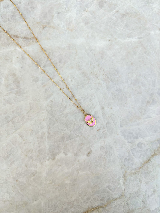 Butterfly necklace - pink