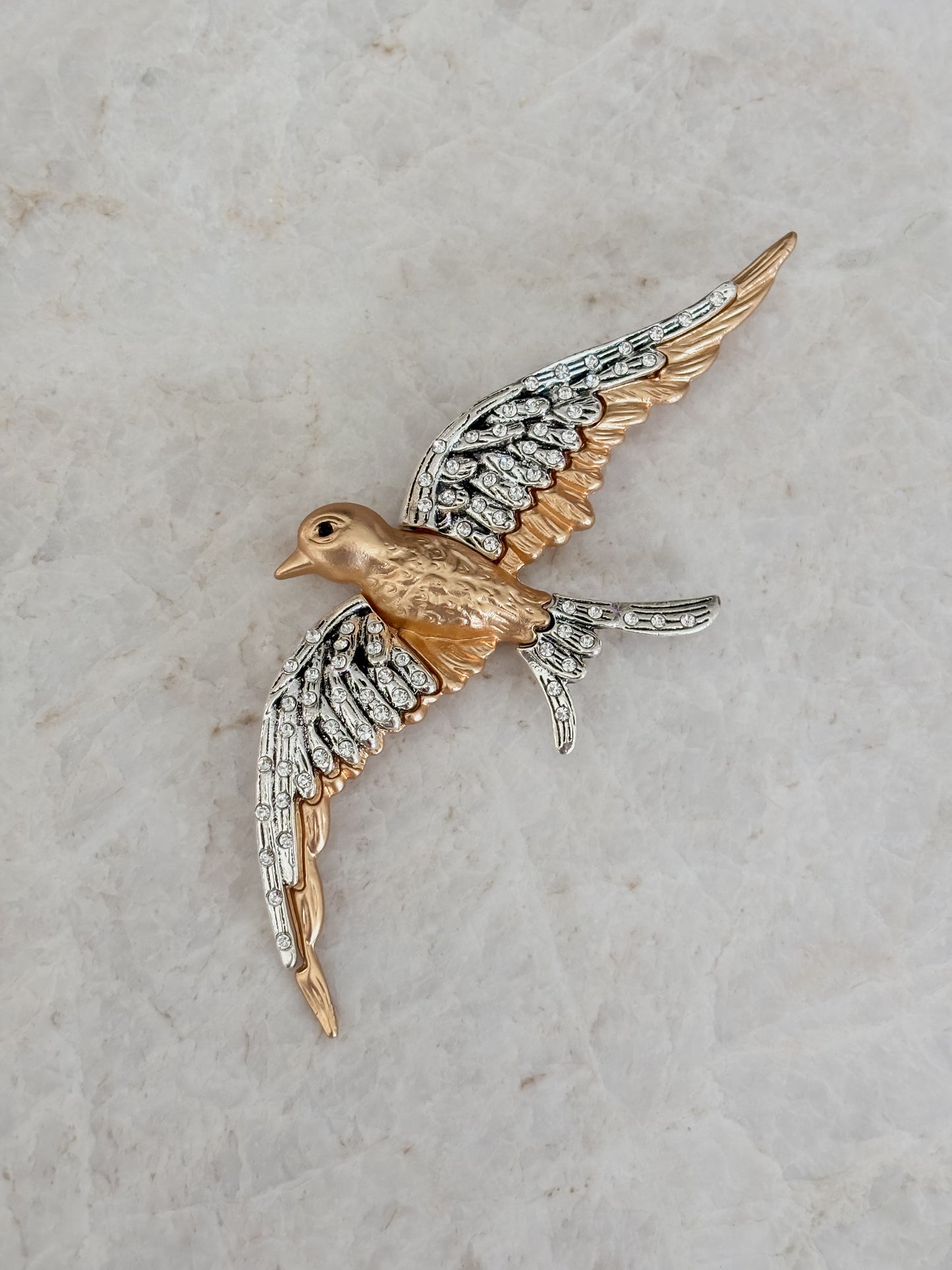 Brooche swallow - silver & gold