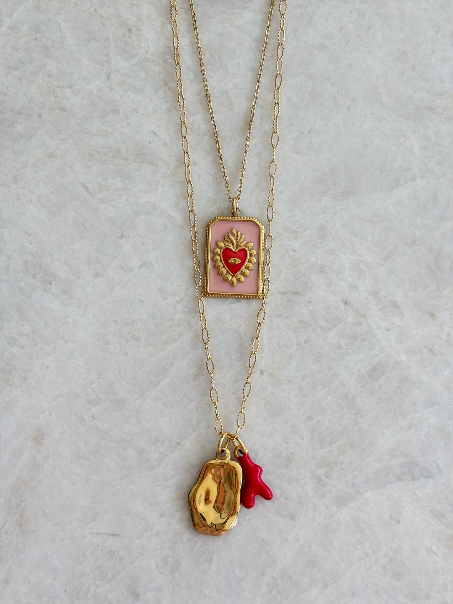 Pink heart necklace