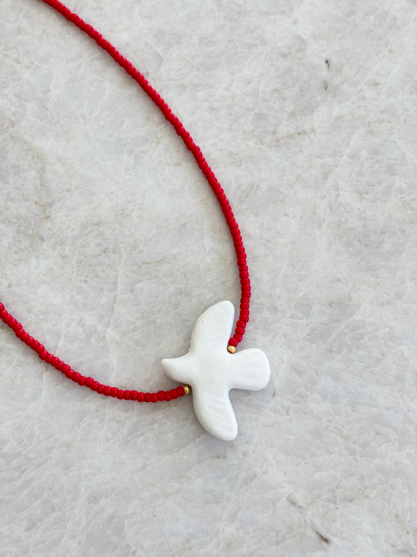 Bird necklace - red