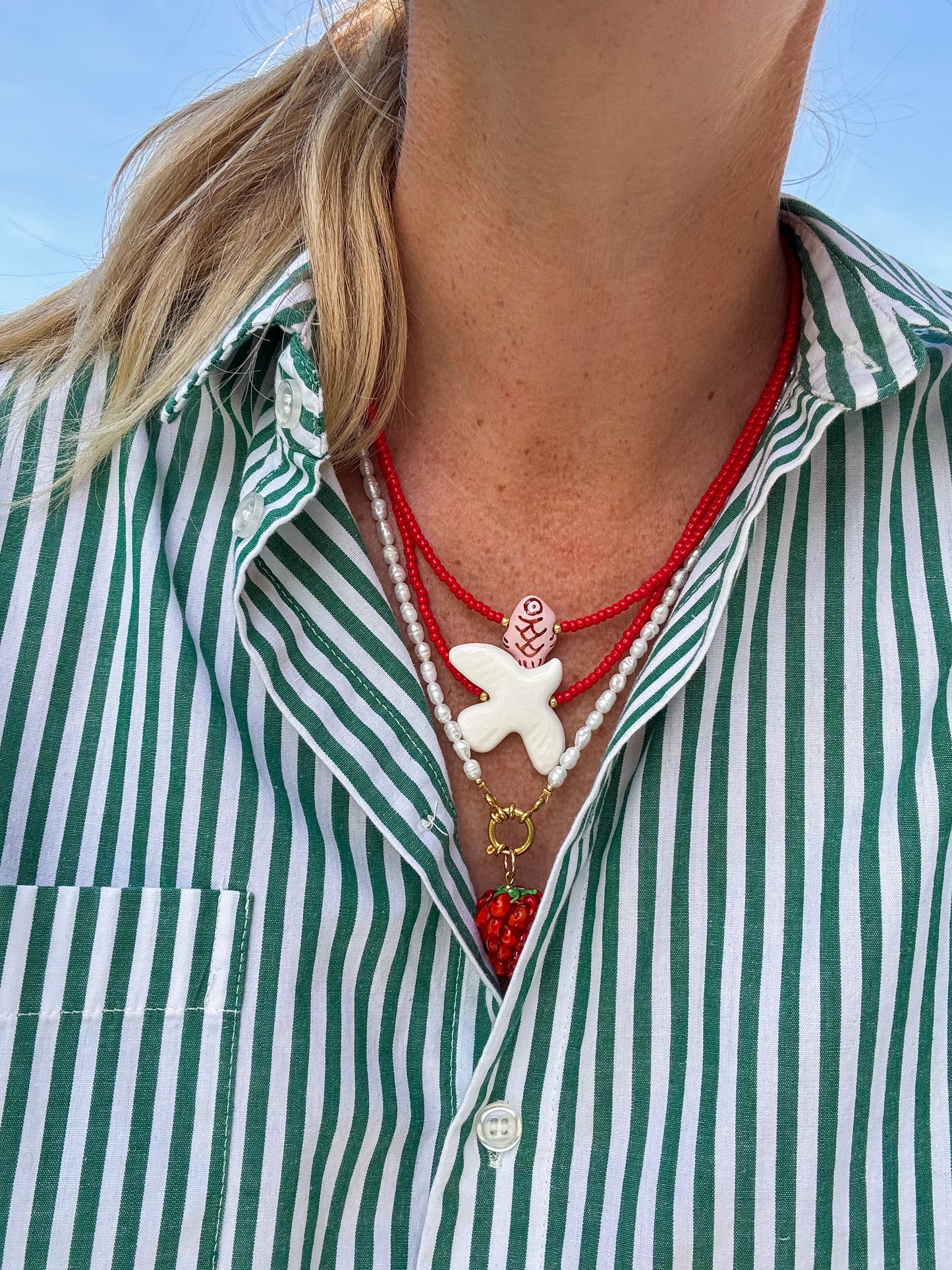 Fish necklace - red